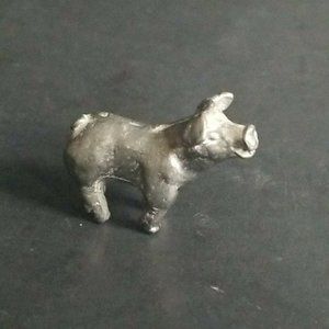 Miniature Pewter Pig Piggy Figurine 1" L Standing 0.75" T Farm Metal Dollhouse